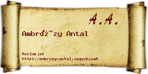 Ambrózy Antal névjegykártya